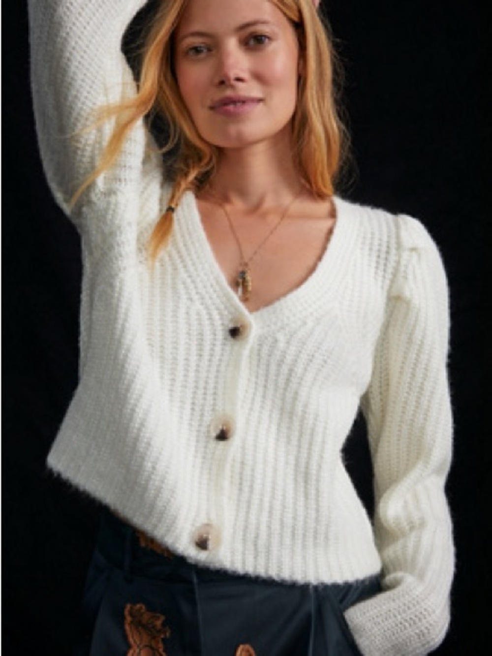 Puff-Sleeved Cardigan